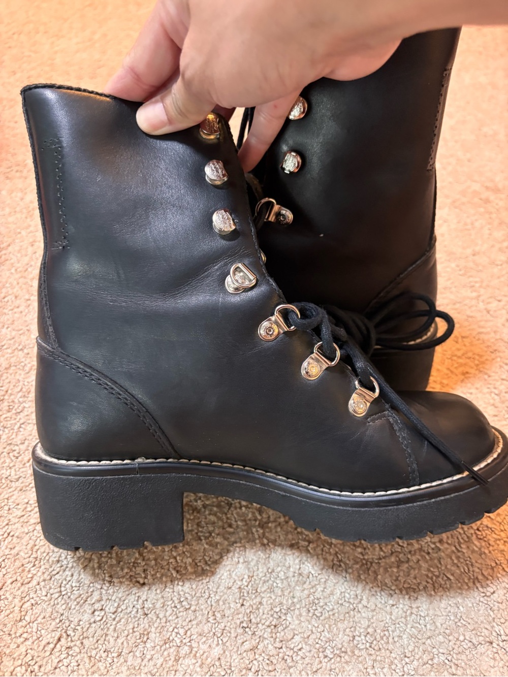 Vintage Harley Davidson 81110 Women’s 6 Black Leather Lace Up Moto Biker Boots - Picture 13 of 14